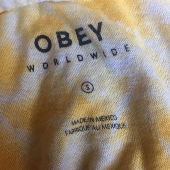 2XHP❤️OBEY Make Art Not War Yellow Tie Dye T-Shirt - Picture 6 of 7